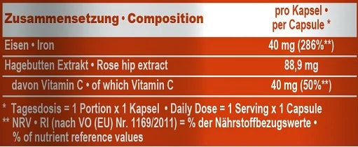 IronMaxx Eisen + Vitamin C – 130 Kapseln